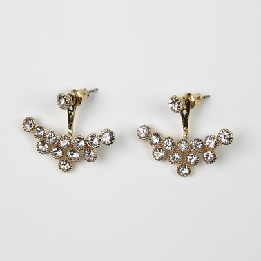 Gold and crystal under lobe earrings (Pair)