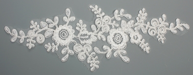 Pair of corded un-beaded lace appliques