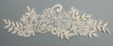 Pair of Champagne Corded Lace Appliques