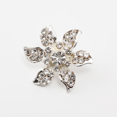 Small rhinestone pointed petal flower button with shank