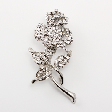 Crystal rose rhinestone brooch