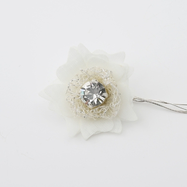 Fabric Flower with Crystal Centre