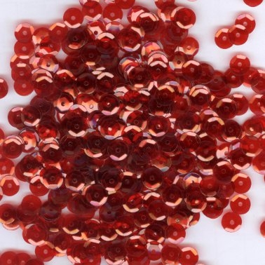 6mm transparent cupped sequins bright red