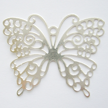 38x40mm Butterfly silver filigree