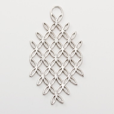  Diamond lattice shaped 25x45mm silver-finish drop