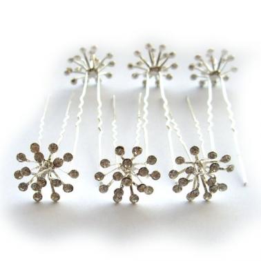 Set of 6 Delicate Crystal Hair Pins