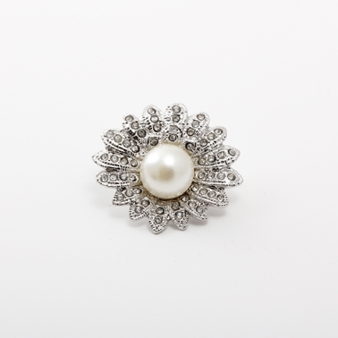 30mm Crystal and Pearl Rhinestone Button