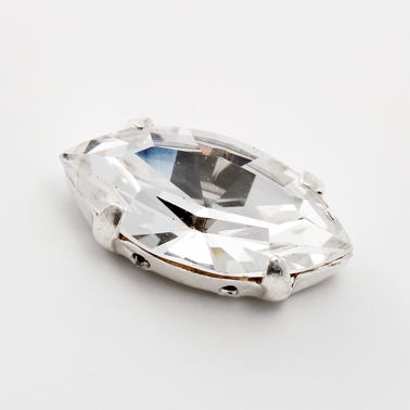 Preciosa Navettes in Settings 15x7mm Crystal Silver