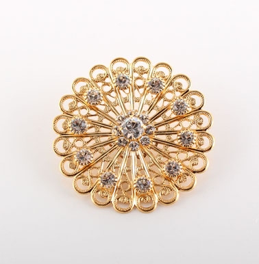 Swarovski crystal round metal button gold