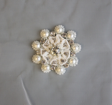 Organza and pearl flower motif