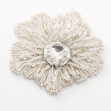 Silver embroidered flower with soft petals  