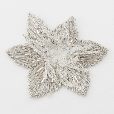 Silver embroidered pointed flower 