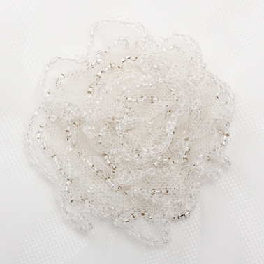 Large tulle and seed bead flower 