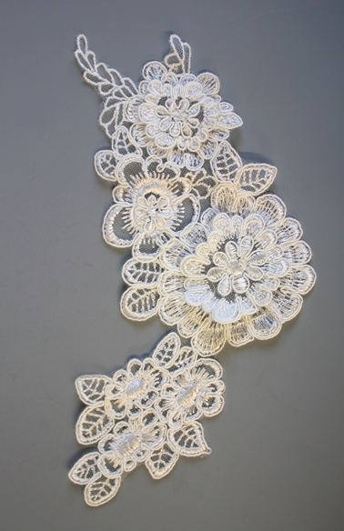 Corded layered lace flower applique 